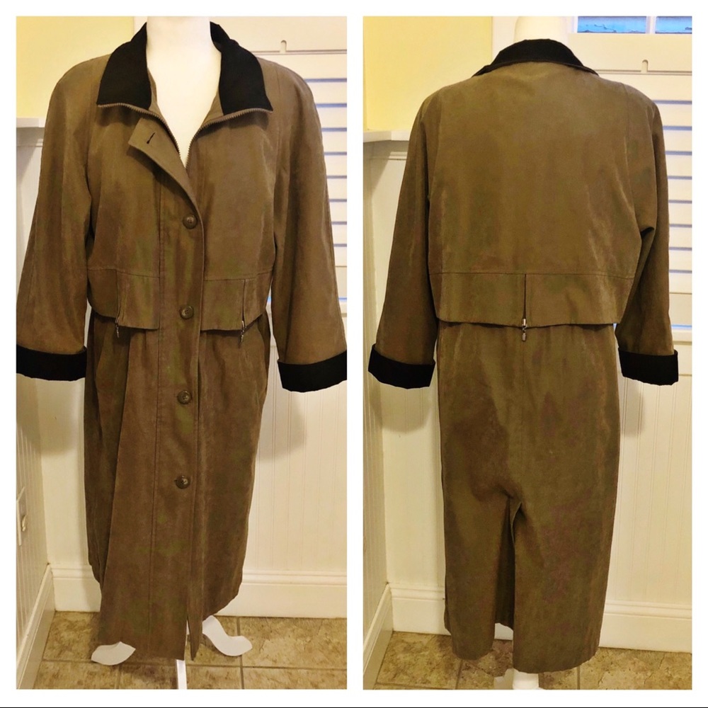 Fleet Street Taupe & Black Vintage Trench Coat 10P